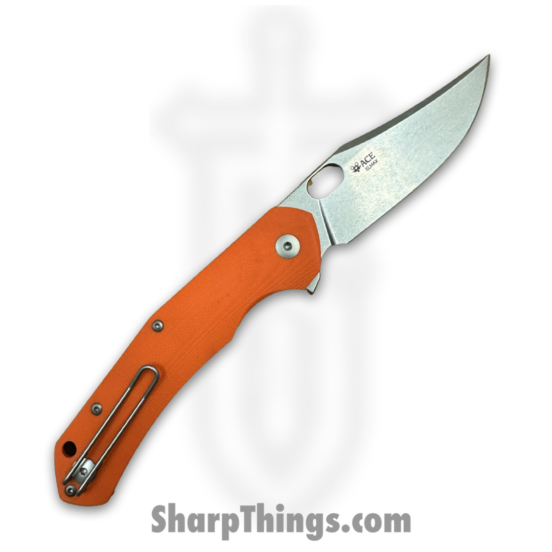GiantMouse - JUTLAND-ORG-G10 - Ace Jutland - Folding Knife - Elmax Stonewash Clip Point - G10 - Orange - Image 2