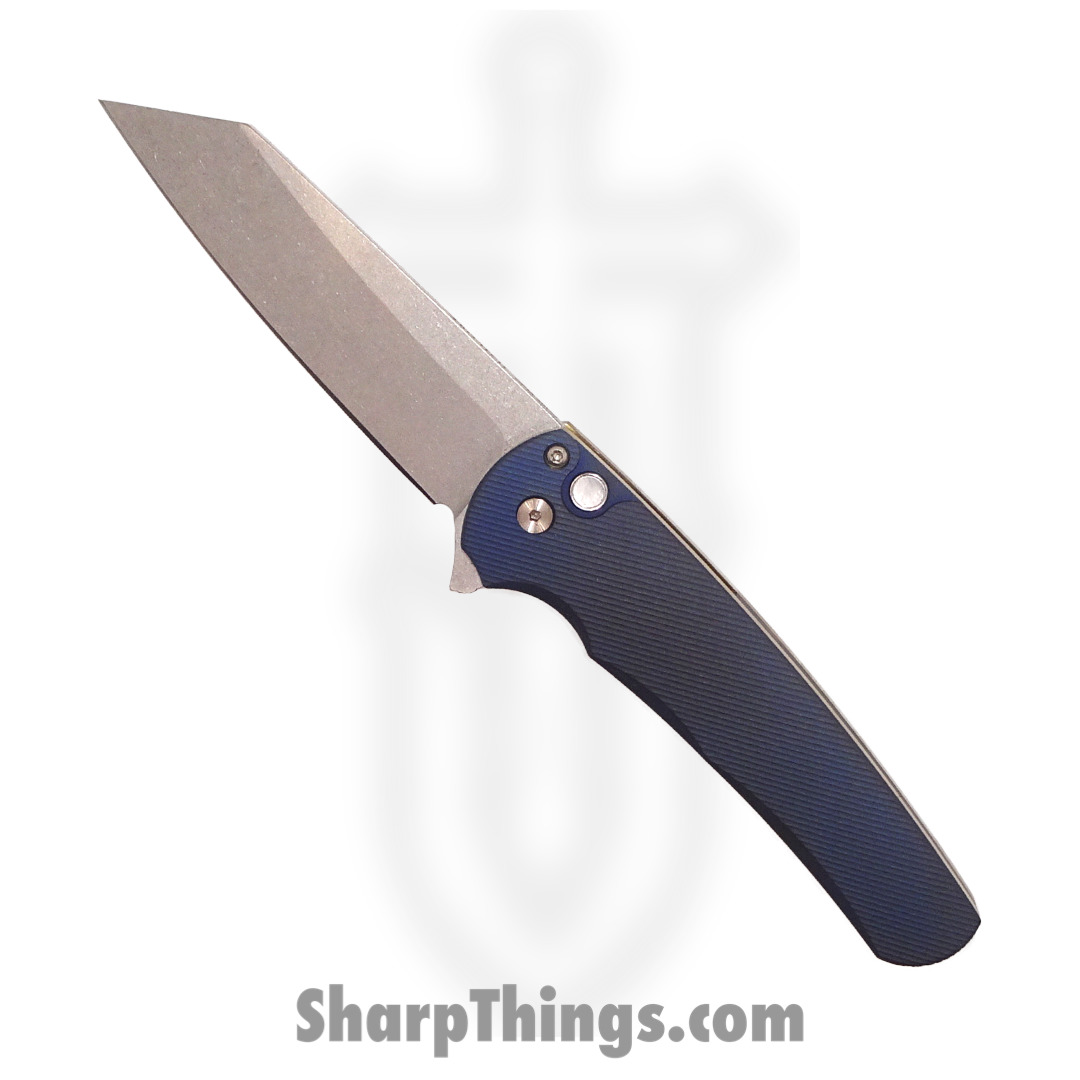 PROTECH - MALIBU2023.006 - 2023 Malibu Custom 006 3D 2 Tone Blue/Bronze Ti - CPM-20CV Stonewash Reverse Tanto - Anodized Titanium - Matte Blue Satin Bronze