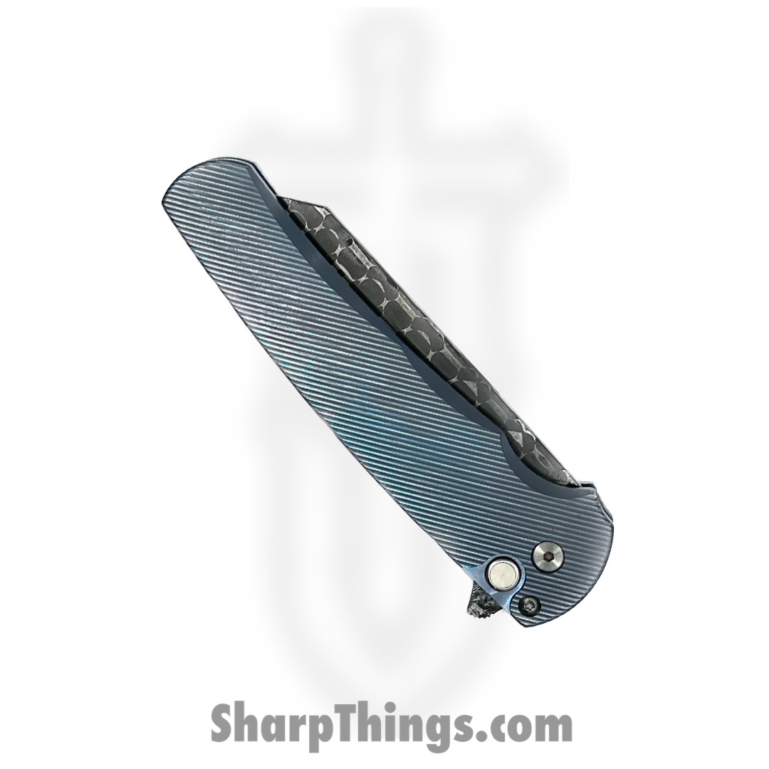 PROTECH - MALIBU2023.008 - 2023 Malibu Custom 008 3D Blue Ti - Vegas Forge Damascus Razorwire Reverse Tanto - Anodized 6AI4V Titanium - 3D Machined Blue - Image 5