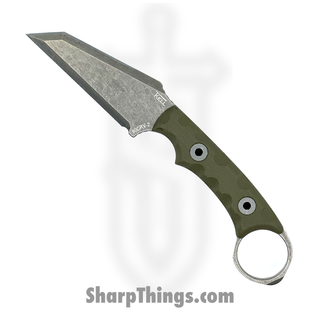 T.Kell Knives - NgtGrdODGG - Nightguard - Fixed Blade Knife - 80crv2 Nickle Boron Coated Rev Tanto - G10 - OD Green