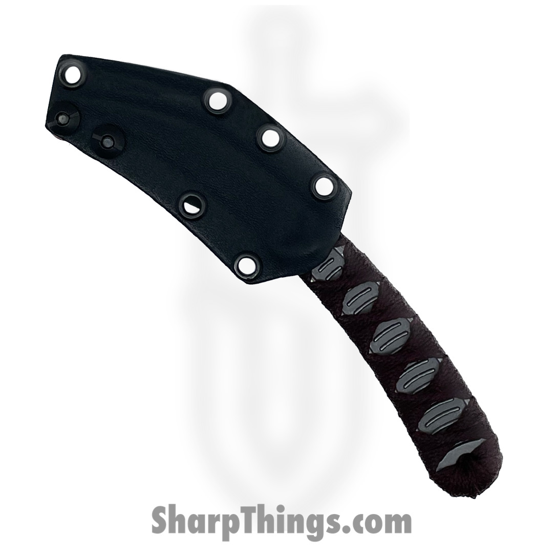 Bastinelli Creations - OlFeathSWRd - Old Feather - Fixed Blade Knife - D2 Stonewash Hawksbill - Nylon Tsuka Wrap - Red - Image 3