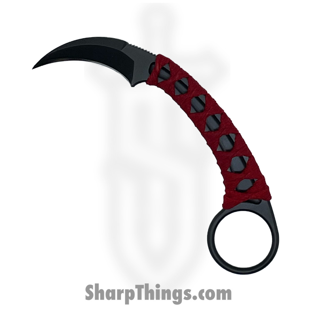 Bastinelli Creations - PIKAPVD - Pika PVD Coated - N690 - Fixed Blade Knife - Red Custom Cobra Wrap