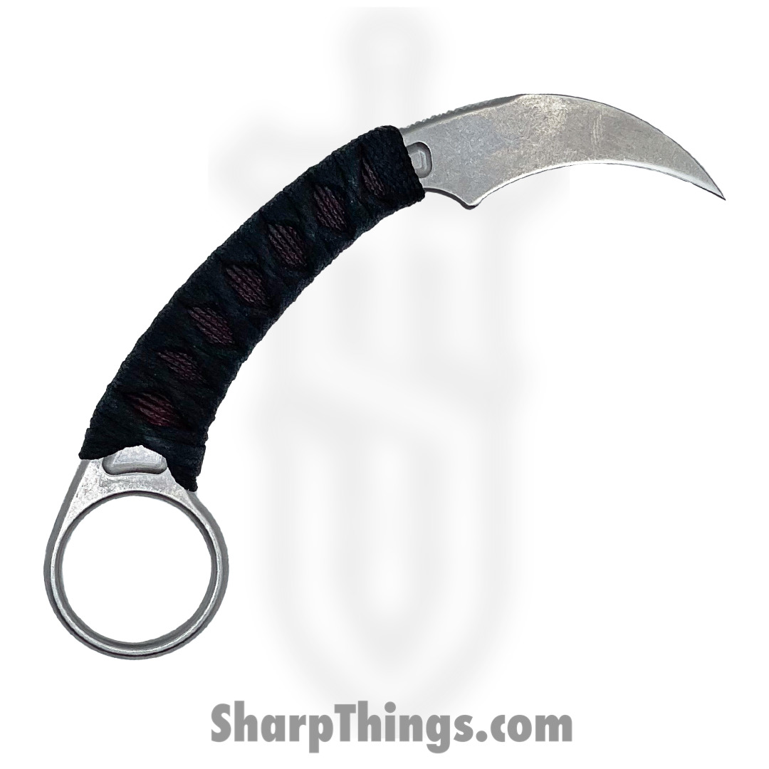 Bastinelli Creations Creations - PIKASW - Pika Stonewashed - N690 - Fixed Blade Knife - Black w Red Custom Cobra Wrap - Image 2