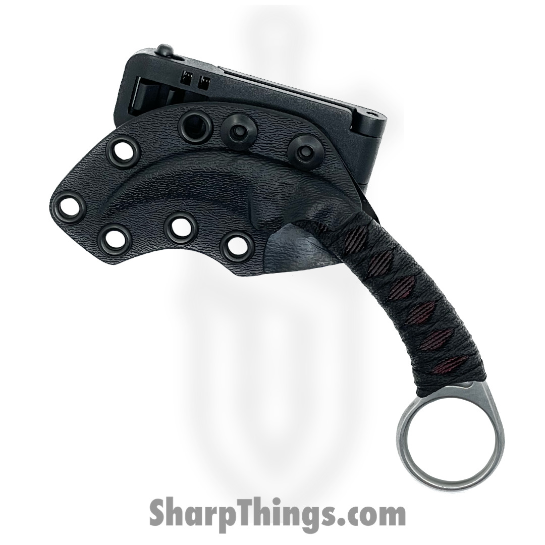 Bastinelli Creations Creations - PIKASW - Pika Stonewashed - N690 - Fixed Blade Knife - Black w Red Custom Cobra Wrap - Image 3