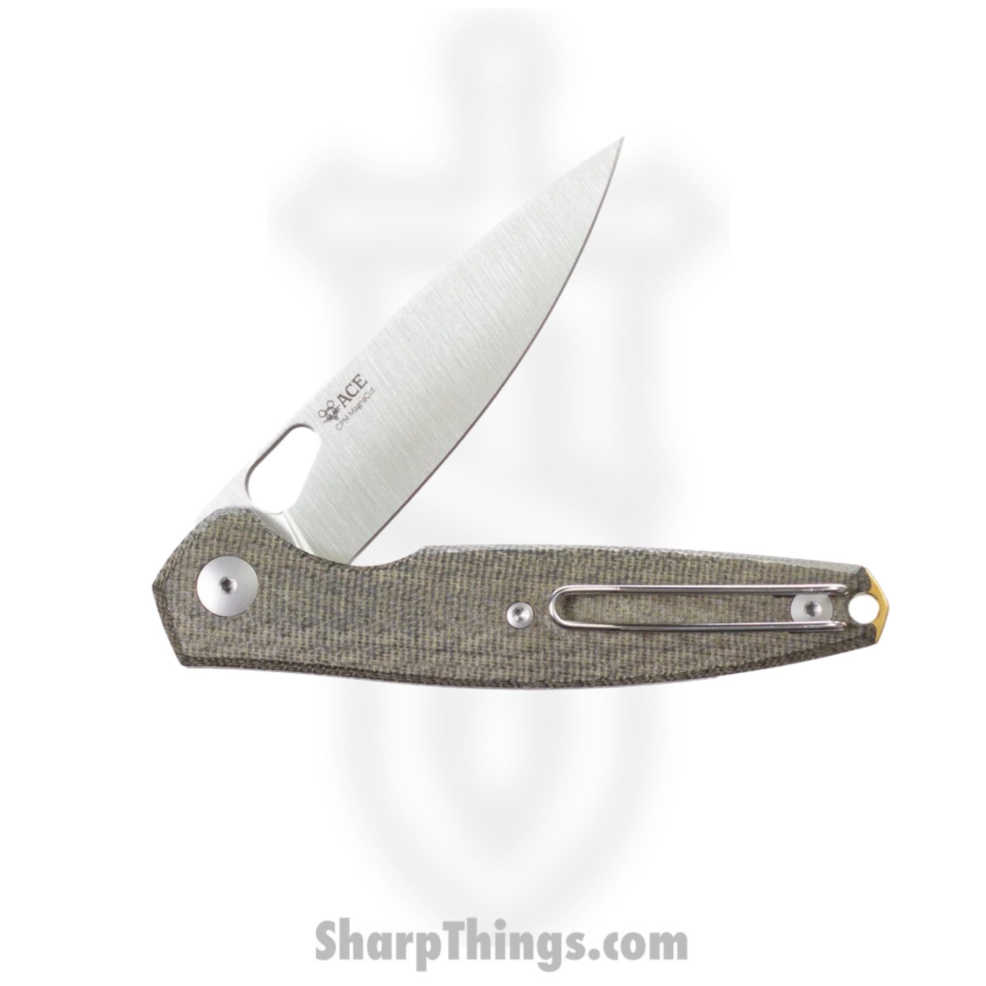 GiantMouse - REO-GRN-CANVAS - Ace Reo - Folding Knife - Magnacut Stonewash Drop Point - Micarta - Green - Image 2
