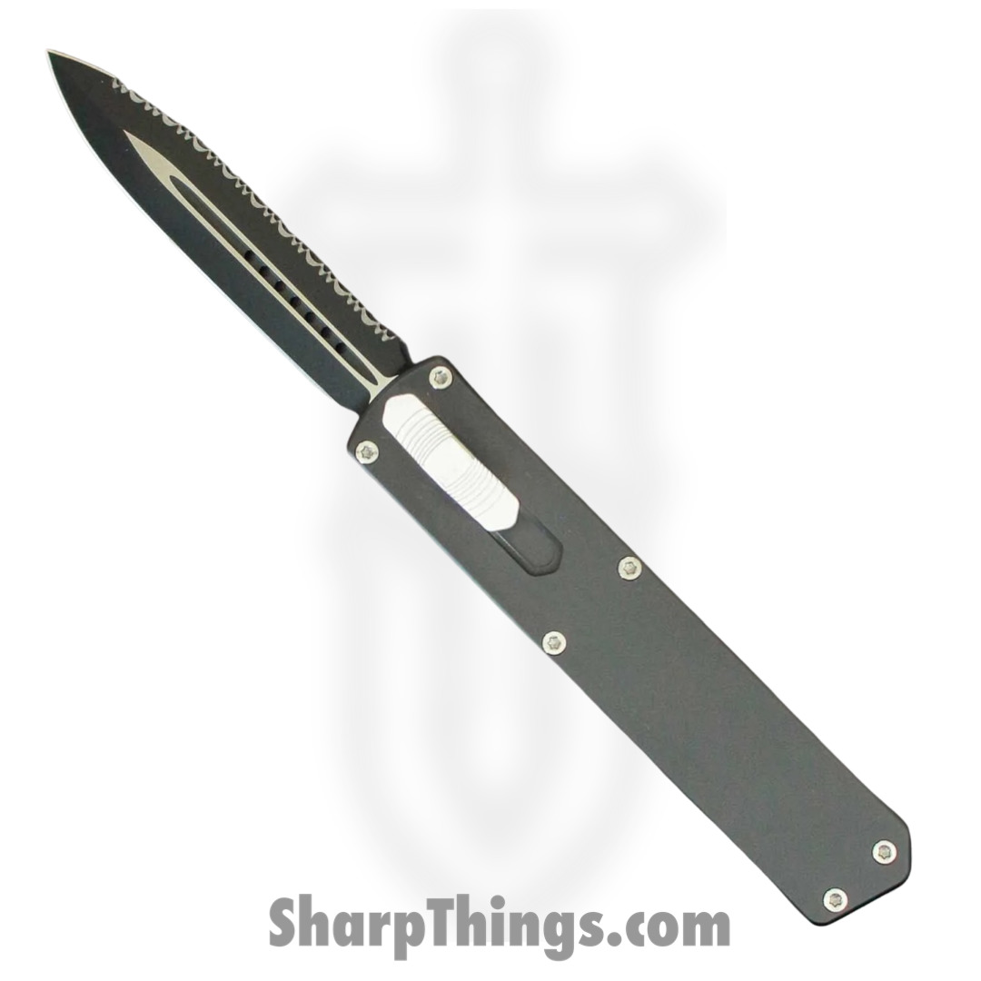 TakCom - TCNH2SPSDL - Nighthawk V2 OTF - OTF Auto - DLC 154CM Dual Edge Spear Point 1 Side Serrated - 6061-T6 - Black