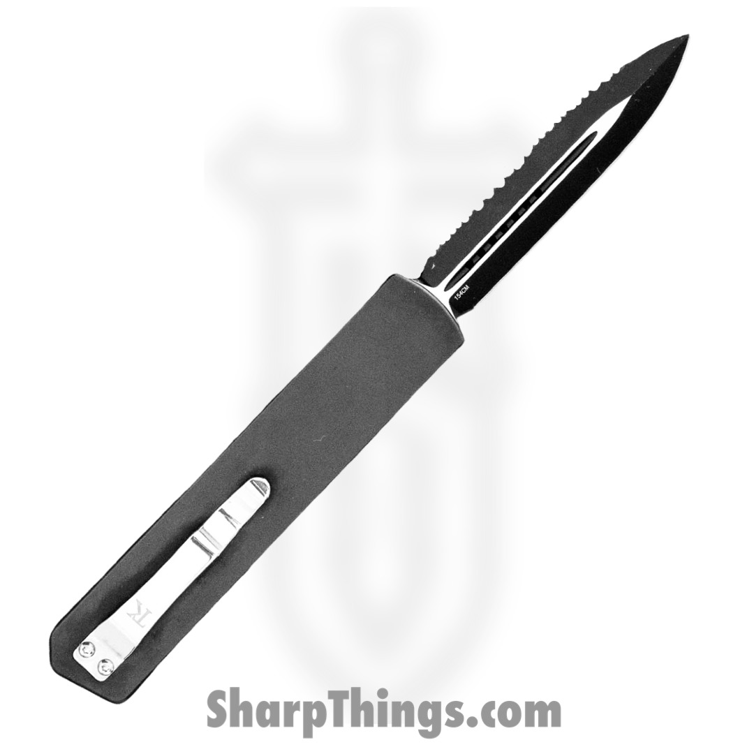 TakCom - TCNH2SPSDL - Nighthawk V2 OTF - OTF Auto - DLC 154CM Dual Edge Spear Point 1 Side Serrated - 6061-T6 - Black - Image 2