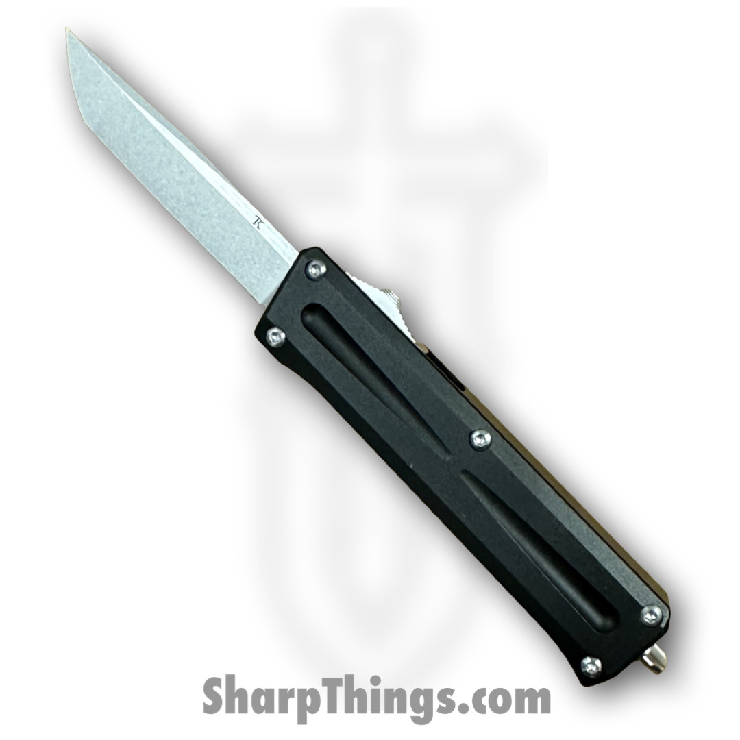 TakCom - TCSTGTNNSW - Stinger - OTF Auto - 154CM Stonewash Tanto - 6061-T6 Aluminum - Black