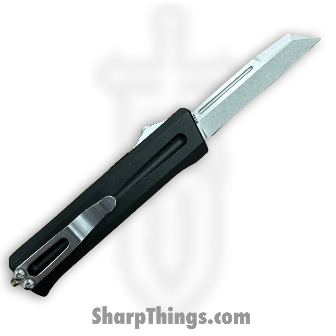 TakCom - TCSTGWHNSW - Stinger - OTF Auto - 154CM Stonewash Wharncliffe - 6061-T6 Aluminum - Black - Image 2