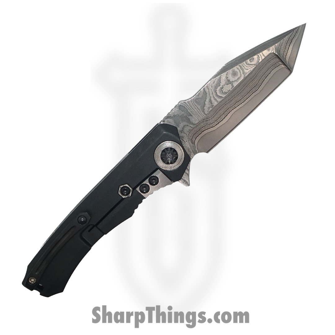 Heretic Knives - WrMnVFWGTICF - Wraith - Folding Knife - Vegas Forge San Mai Damascus Tanto - Carbon Fiber/Titanium - Black - Image 2