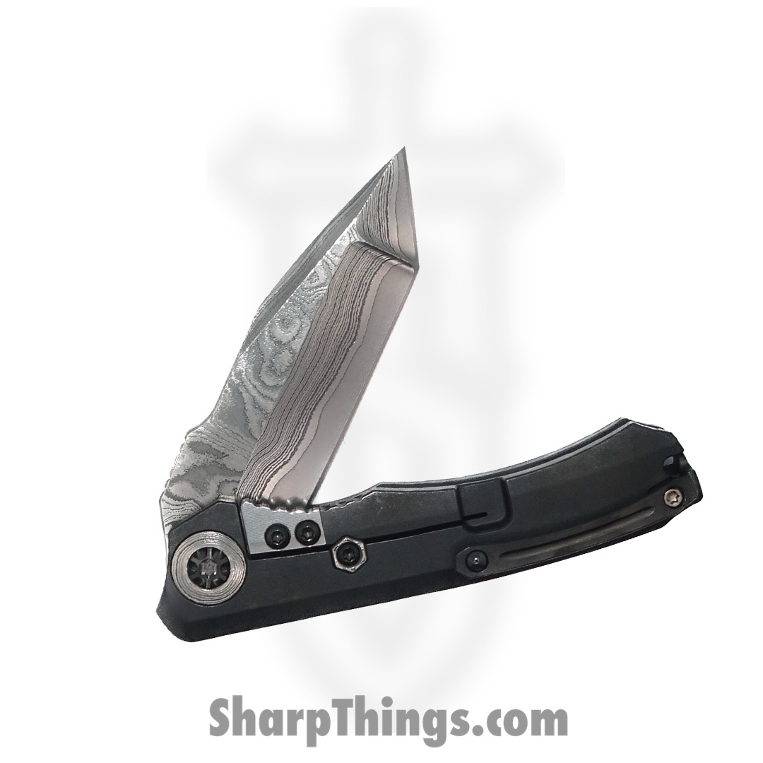 Heretic Knives - WrMnVFWGTICF - Wraith - Folding Knife - Vegas Forge San Mai Damascus Tanto - Carbon Fiber/Titanium - Black - Image 4