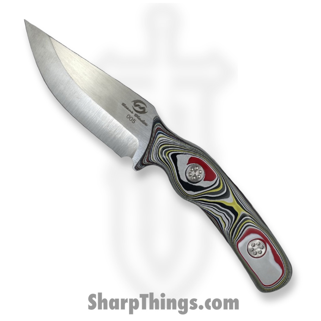 Beans Blades - BBJavFordite - Javelin - Fixed Blade Knife - M390 Satin Drop Point - Fordite - Multi