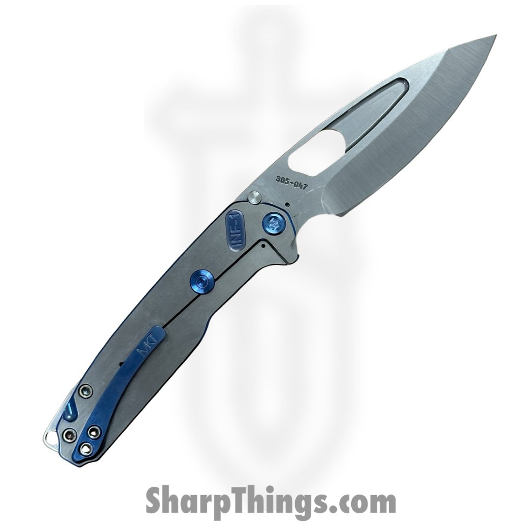 Medford Knife and Tool - MK0314TQ-01TM-T2C2-BN - Infraction - Folding Knife - S45VN Tumbled Drop Point - Titanium - Blue with Faced Silver - Image 2