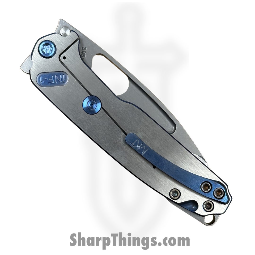 Medford Knife and Tool - MK0314TQ-01TM-T2C2-BN - Infraction - Folding Knife - S45VN Tumbled Drop Point - Titanium - Blue with Faced Silver - Image 3
