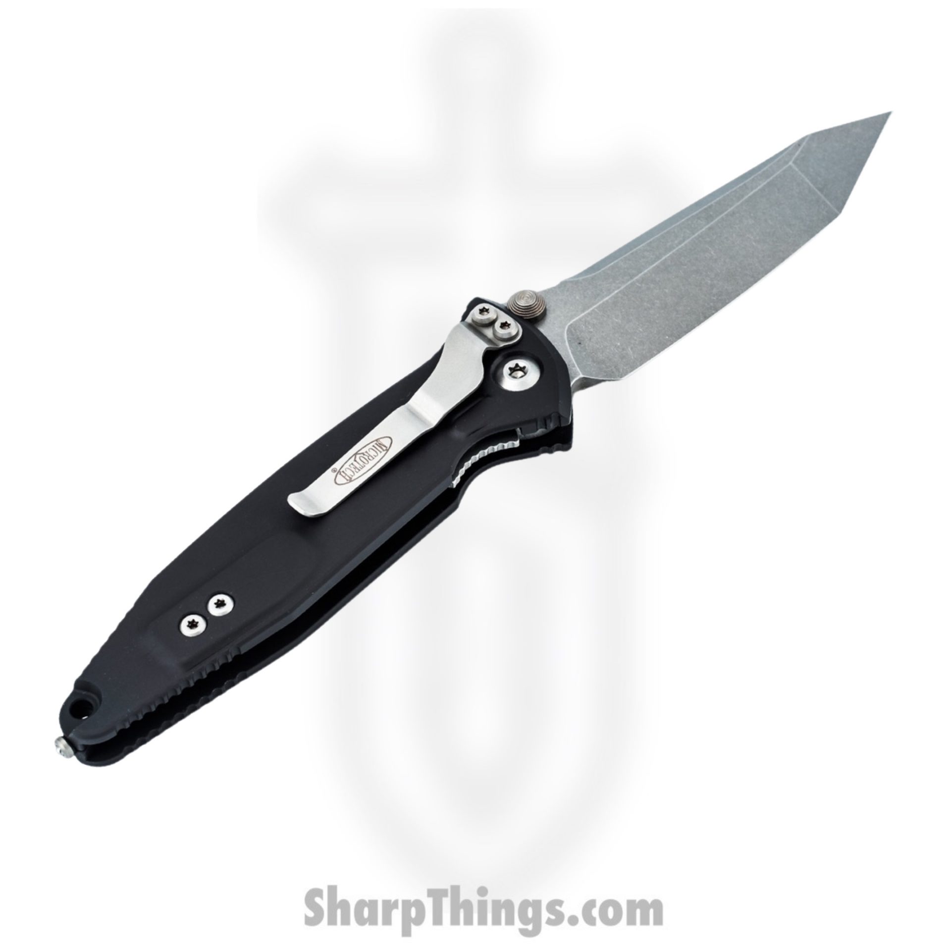 Microtech - 161-10 - Socom Elite - Folding Knife - Stonewash Tanto - Aluminum with Textured Inserts - Black - Image 2