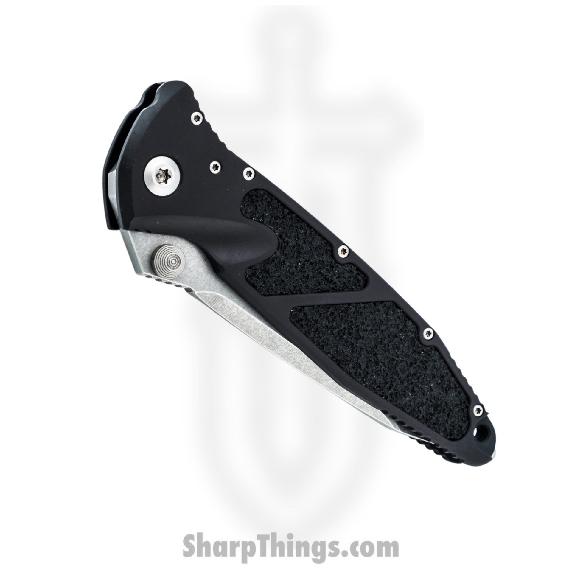 Microtech - 161-10 - Socom Elite - Folding Knife - Stonewash Tanto - Aluminum with Textured Inserts - Black - Image 3