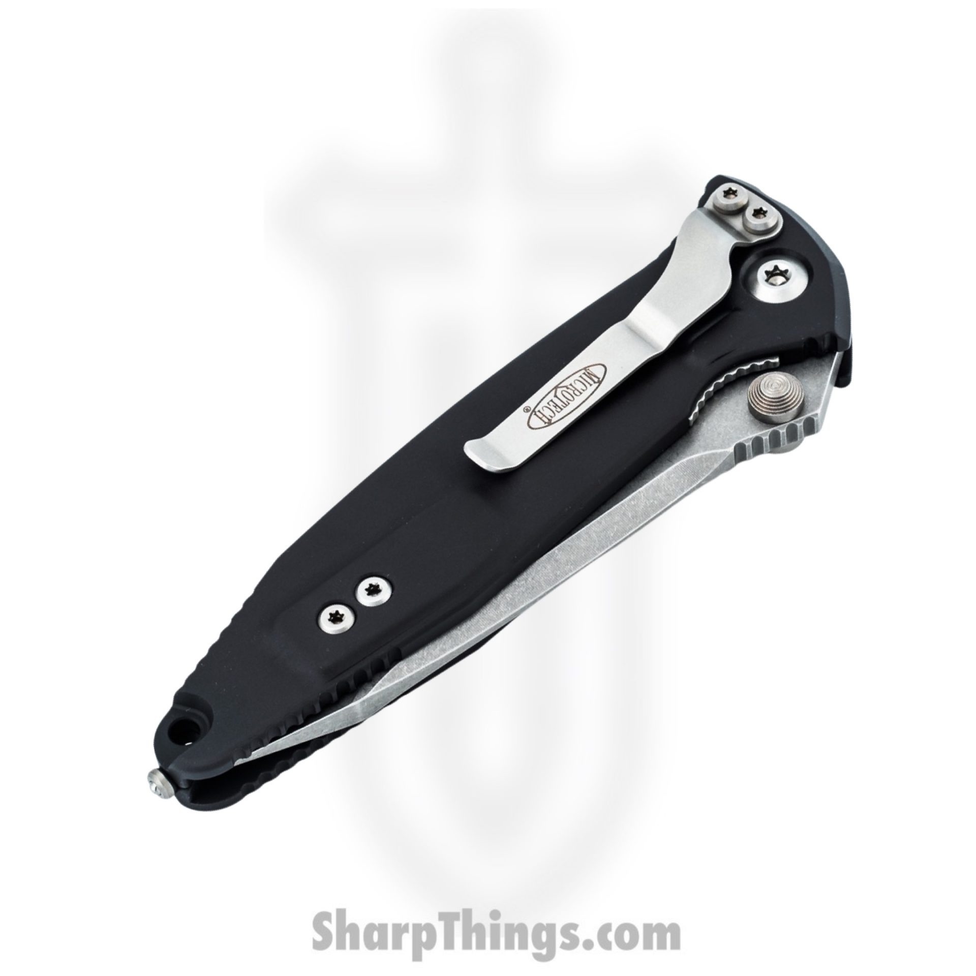 Microtech - 161-10 - Socom Elite - Folding Knife - Stonewash Tanto - Aluminum with Textured Inserts - Black - Image 4