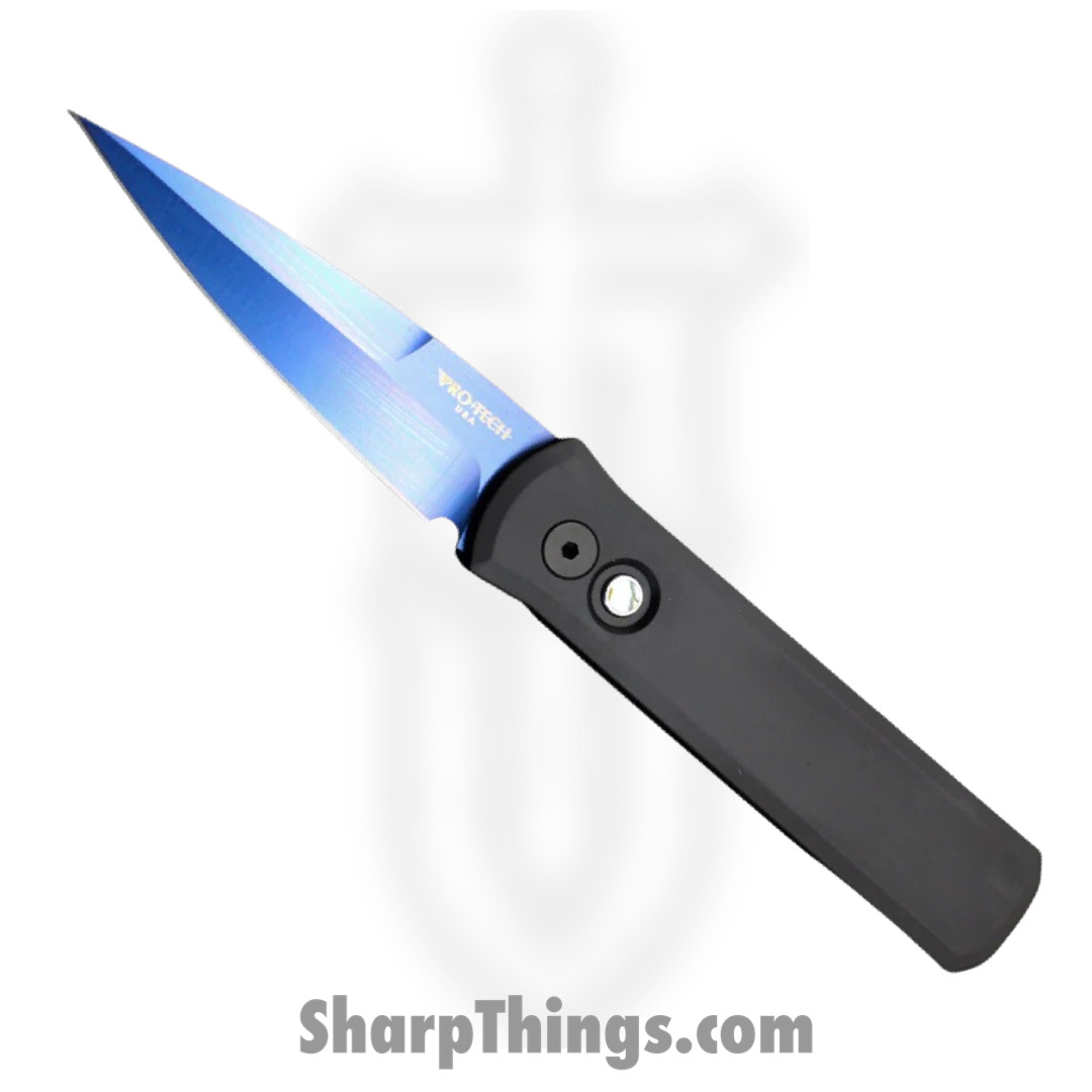 ProTech - 721-SB - Godson - Automatic Knife - 154CM Sapphire Blue Spear Point - 6061-T6 Aluminum - Black