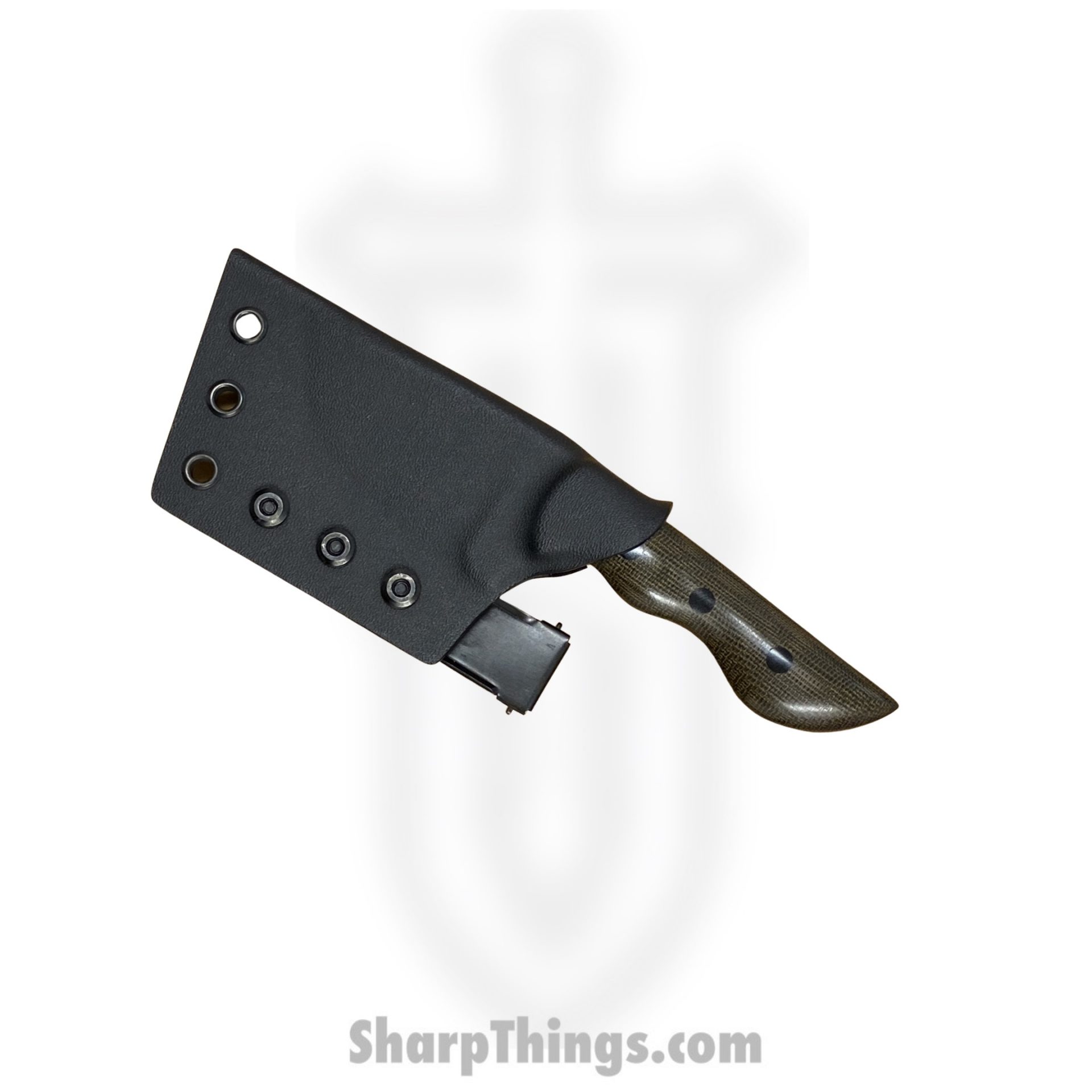 Cave Blades - CBRhiODMic - Rhino - Fixed Blade Knife - 154cm Bead Blast Tumbled Tanto - Micarta - OD Green - Image 4