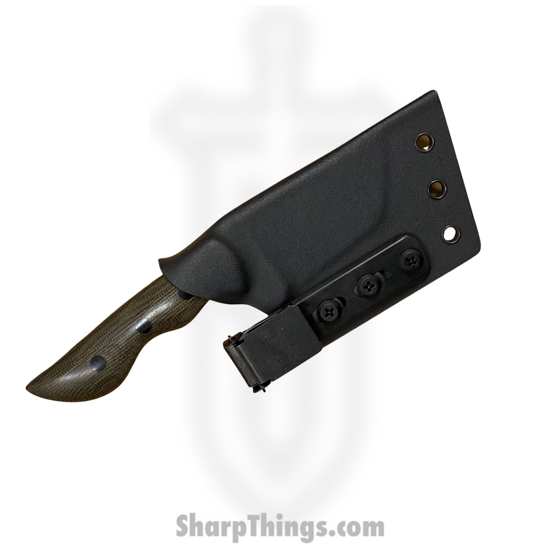 Cave Blades - CBRhiODMic - Rhino - Fixed Blade Knife - 154cm Bead Blast Tumbled Tanto - Micarta - OD Green - Image 3