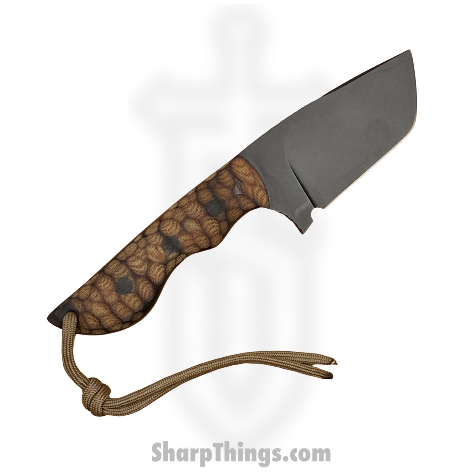 Cave Blades - CBRhiRCMic - Rhino - Fixed Blade Knife - 154cm Cerakote Tanto - Rock Chipped Micarta - Scorched Brown - Image 5