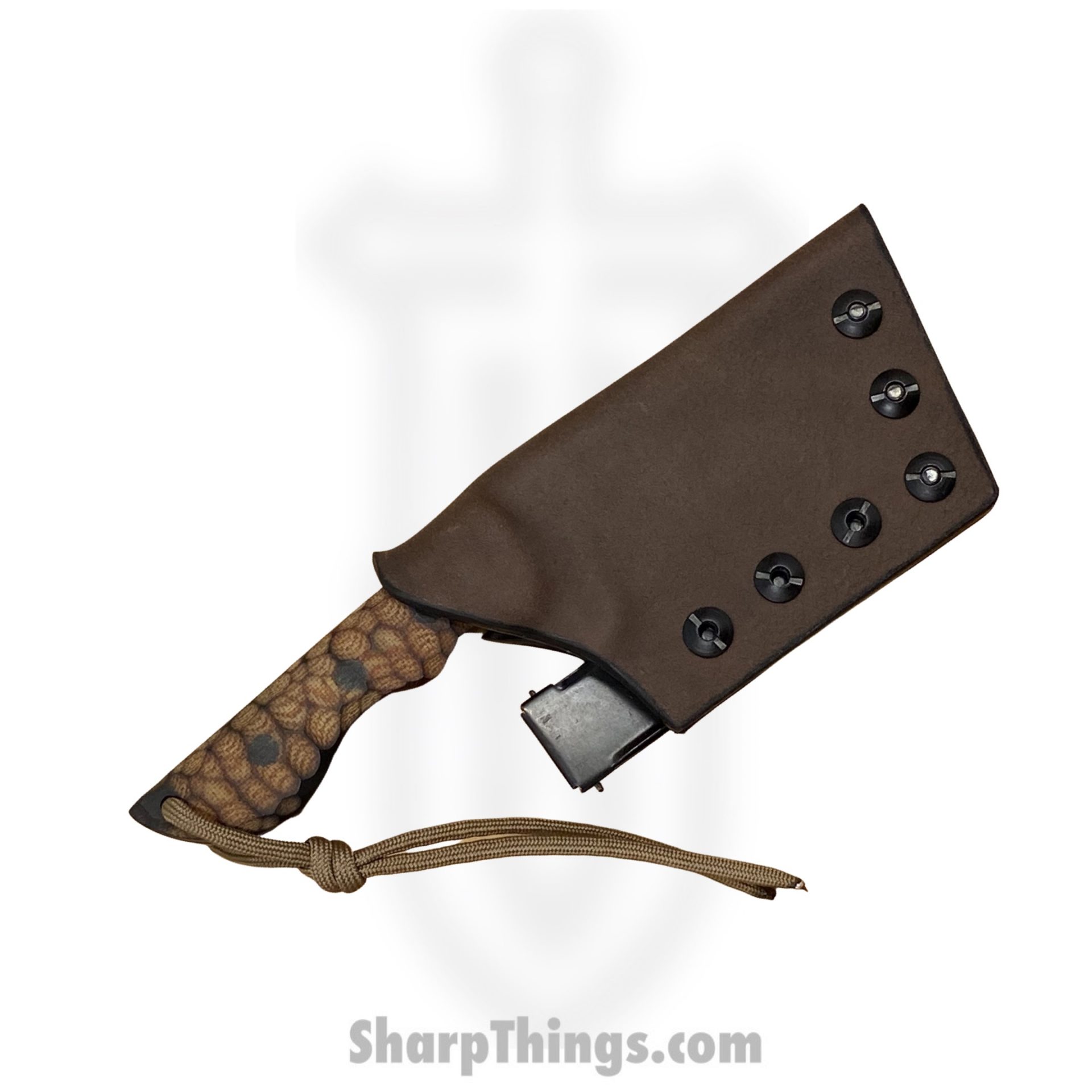 Cave Blades - CBRhiRCMic - Rhino - Fixed Blade Knife - 154cm Cerakote Tanto - Rock Chipped Micarta - Scorched Brown - Image 3