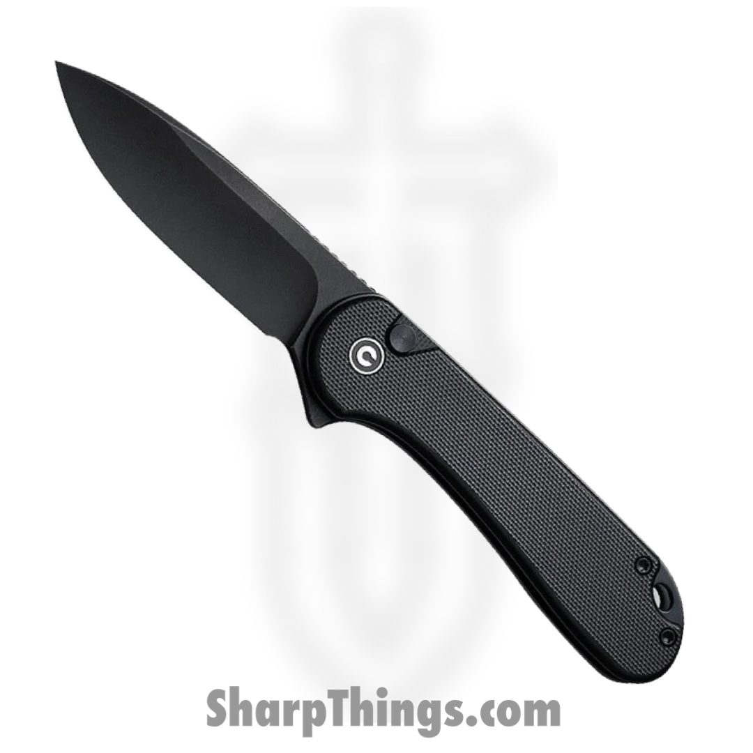 Civivi - CIVC18062P1 - Elementum II Button Lock - Folding Knife - Nitro-V Stainless Steel Black Stonewash Drop Point - Black G10 - Black
