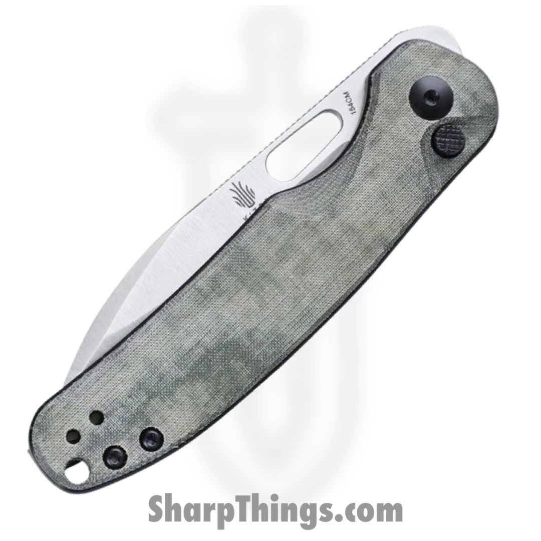 Kizer Cutlery - KIV3606C1 - HIC-CUP Button Lock - Folding Knife - 154CM Satin Drop Point - Micarta - Green - Image 3