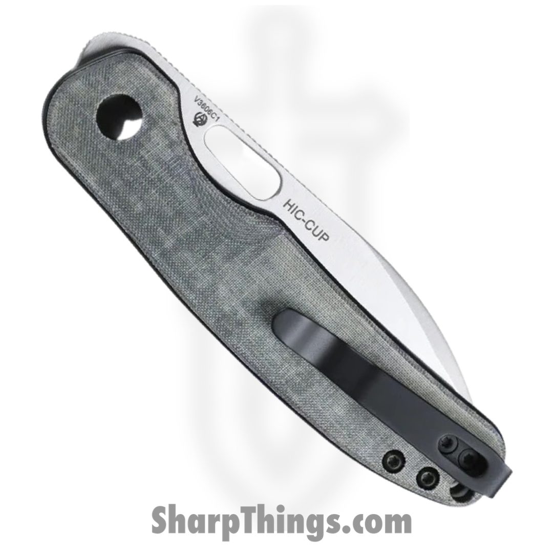 Kizer Cutlery - KIV3606C1 - HIC-CUP Button Lock - Folding Knife - 154CM Satin Drop Point - Micarta - Green - Image 4