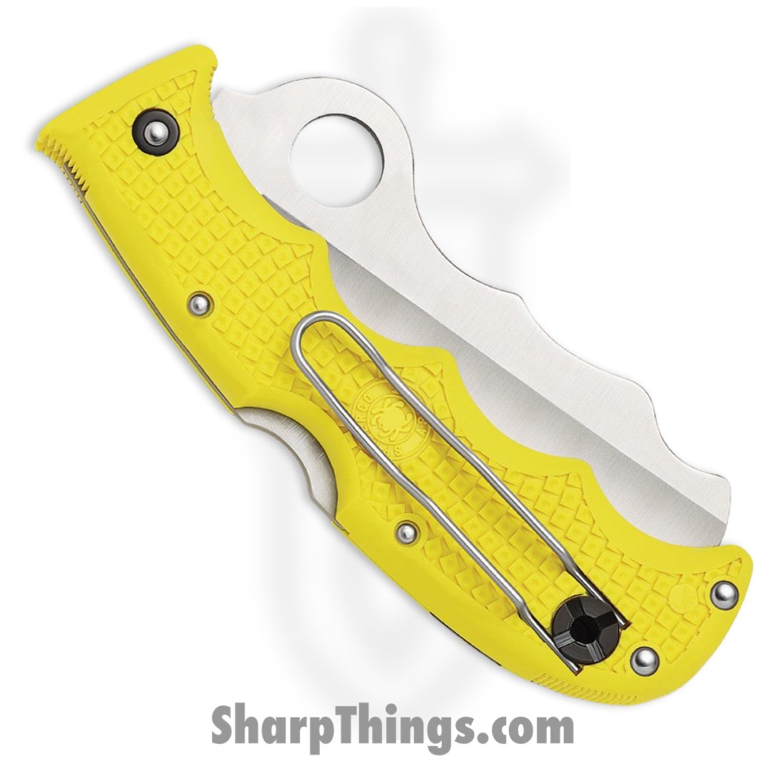 Spyderco - SC79PSYL - Assist Lockback Salt - Folding Knife - H-2 Satin Sheepsfoot - FRN - Yellow - Image 3