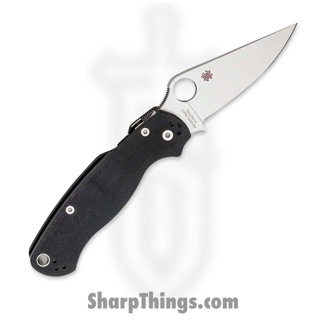 Spyderco - SC81GPLE2 - Para-Military 2 Left Handed - Folding Knife - CPM S45VN Satin Clip Point - G10 - Black - Image 2