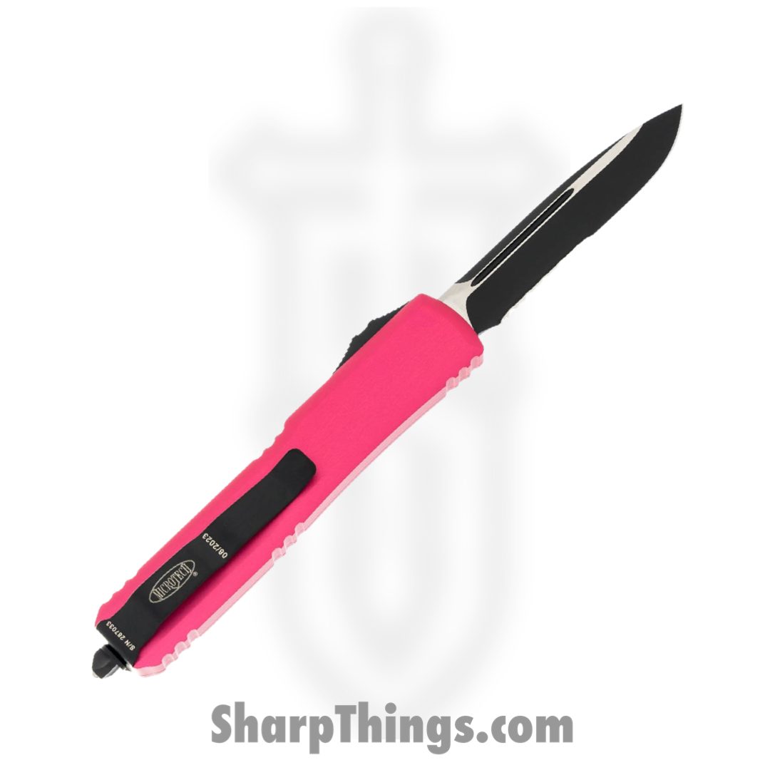Microtech - 121-2PK - Ultratech - OTF Auto - Black Drop Point - 6061-T6 Aluminum - Pink - Image 2