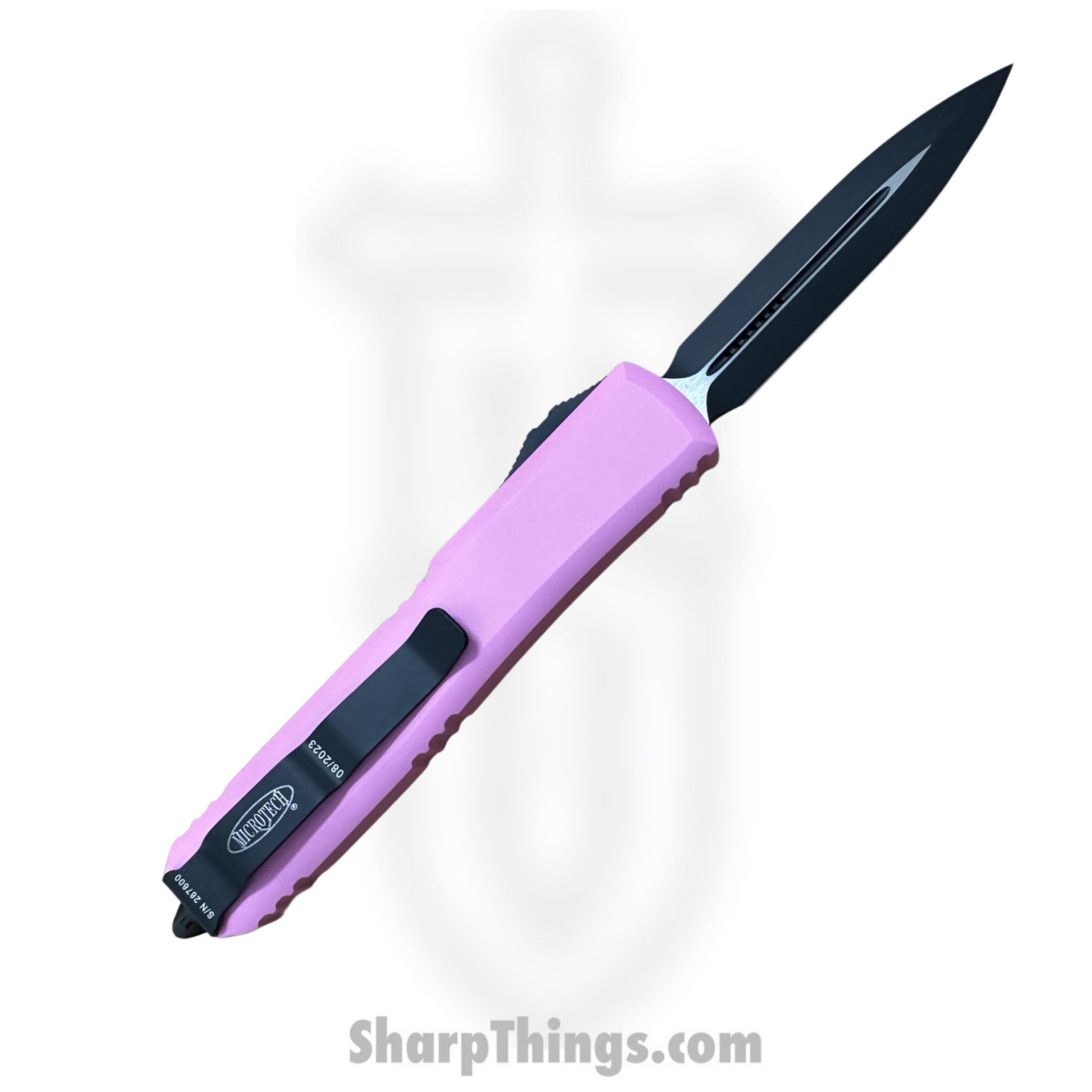 Microtech - 122-1BPK - Ultratech - OTF Auto - Black D/E Dagger - 6061-T6 Aluminum - Barbie Pink - Image 2