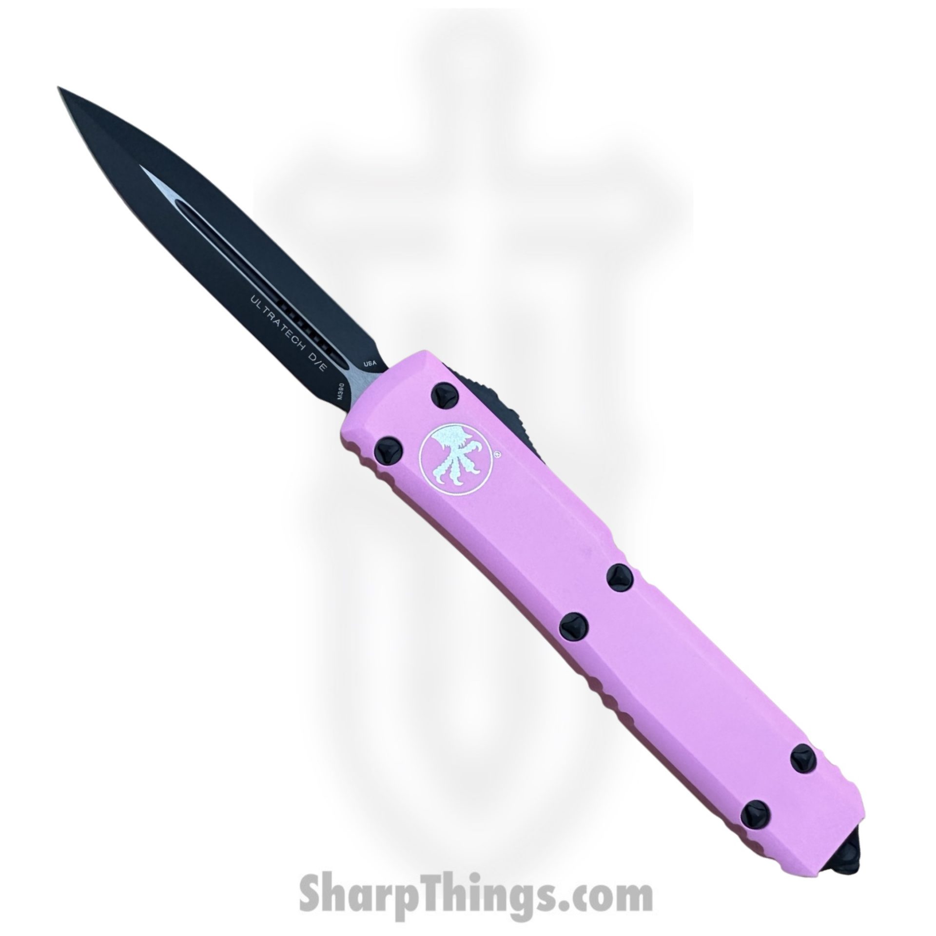 Microtech - 122-1BPK - Ultratech - OTF Auto - Black D/E Dagger - 6061-T6 Aluminum - Barbie Pink