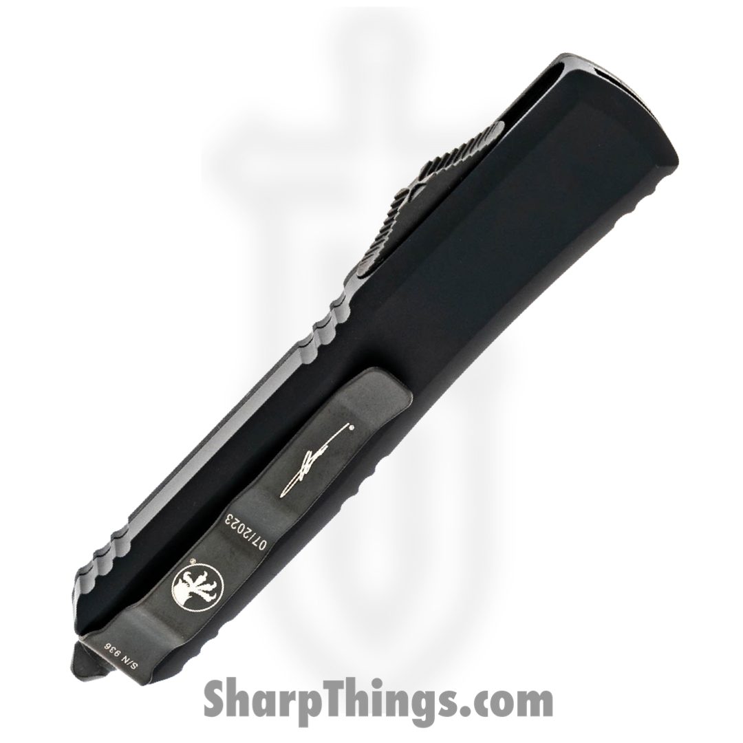 Microtech - 122-1DLCTCFS - Ultratech Signature Series - OTF Auto - DLC Double Edge Dagger - 6061-T6 Aluminum Carbon Fiber Top - Black - Image 4