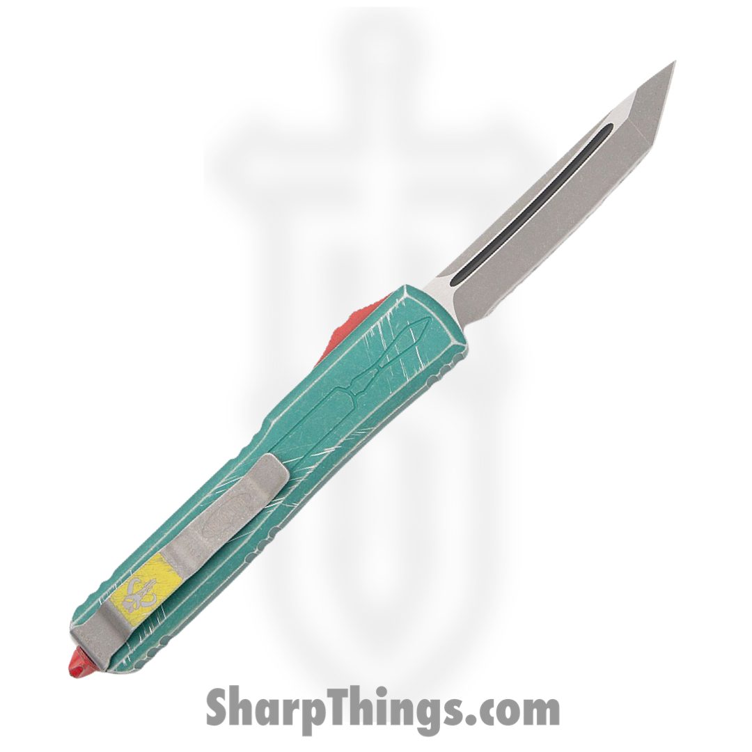 Microtech - 123-12BH - Ultratech Bounty Hunter - OTF Auto - 123-12BH Ultratech Bounty Hunter OTF Auto - 6061-T6 Aluminum/Distressed - Green/Red - Image 2