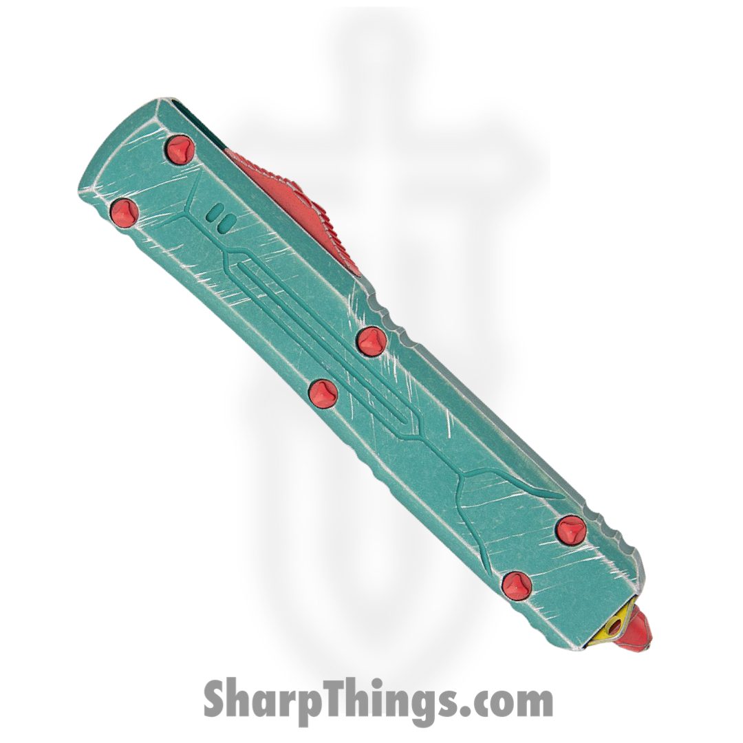 Microtech - 123-12BH - Ultratech Bounty Hunter - OTF Auto - 123-12BH Ultratech Bounty Hunter OTF Auto - 6061-T6 Aluminum/Distressed - Green/Red - Image 3