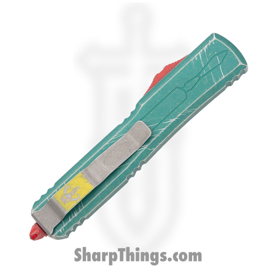 Microtech - 123-12BH - Ultratech Bounty Hunter - OTF Auto - 123-12BH Ultratech Bounty Hunter OTF Auto - 6061-T6 Aluminum/Distressed - Green/Red - Image 4