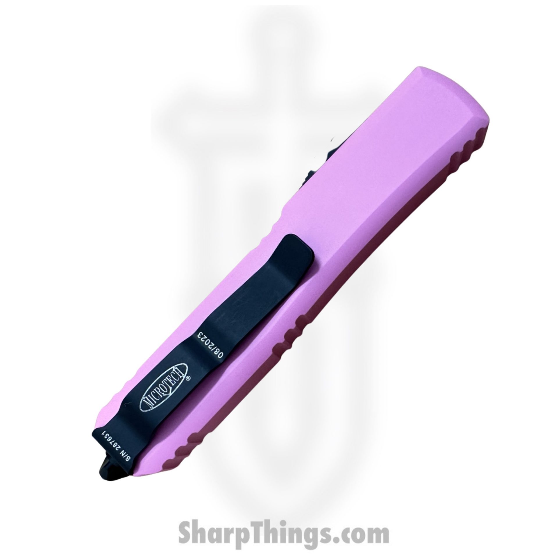 Microtech - 123-2BPK - Ultratech - OTF Auto - Black Tanto Partially Serrated - 6061-T6 Aluminum - Barbie Pink - Image 4