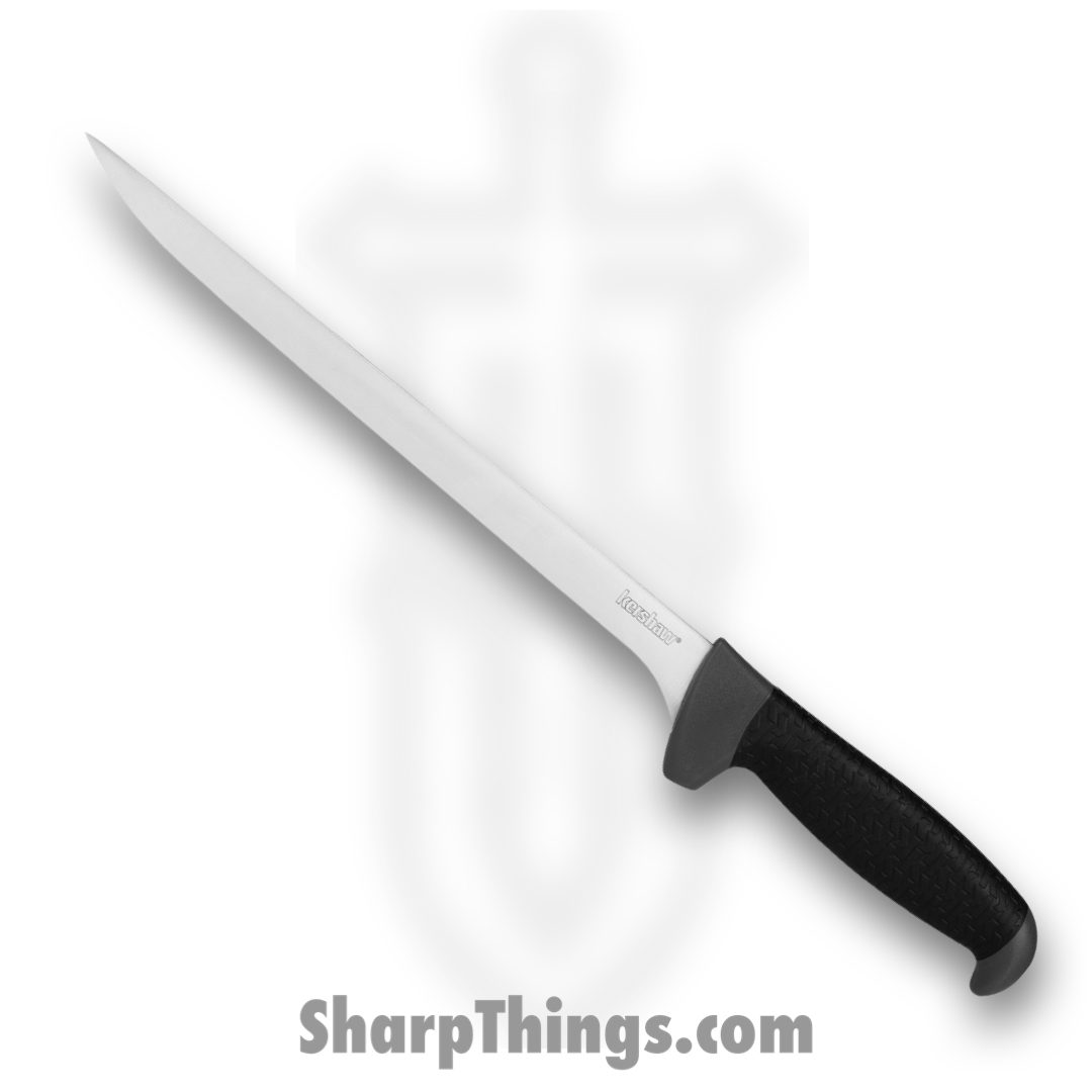 Kershaw - 1249x - 9.5" Filet - Fixed Blade Knife - 420J2 Satin Trailing Point - Glass Filled Nylon, K-Texture™ Grip - Gray, Black