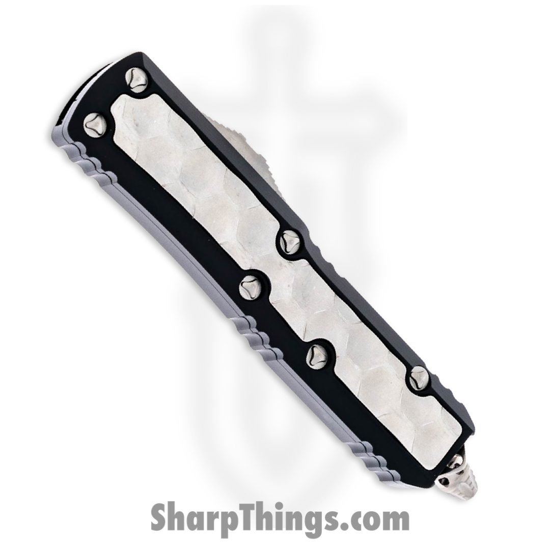 Microtech - 126-12BIS - UTX-85 Daytona - OTF Auto - Stonewash Double Edge Dagger Serrated - Brute Inlay - Black - Image 3