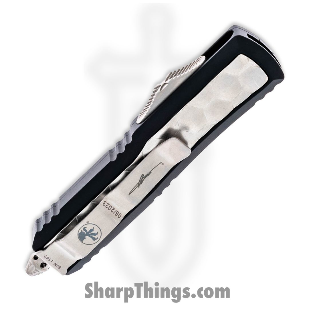 Microtech - 126-12BIS - UTX-85 Daytona - OTF Auto - Stonewash Double Edge Dagger Serrated - Brute Inlay - Black - Image 4