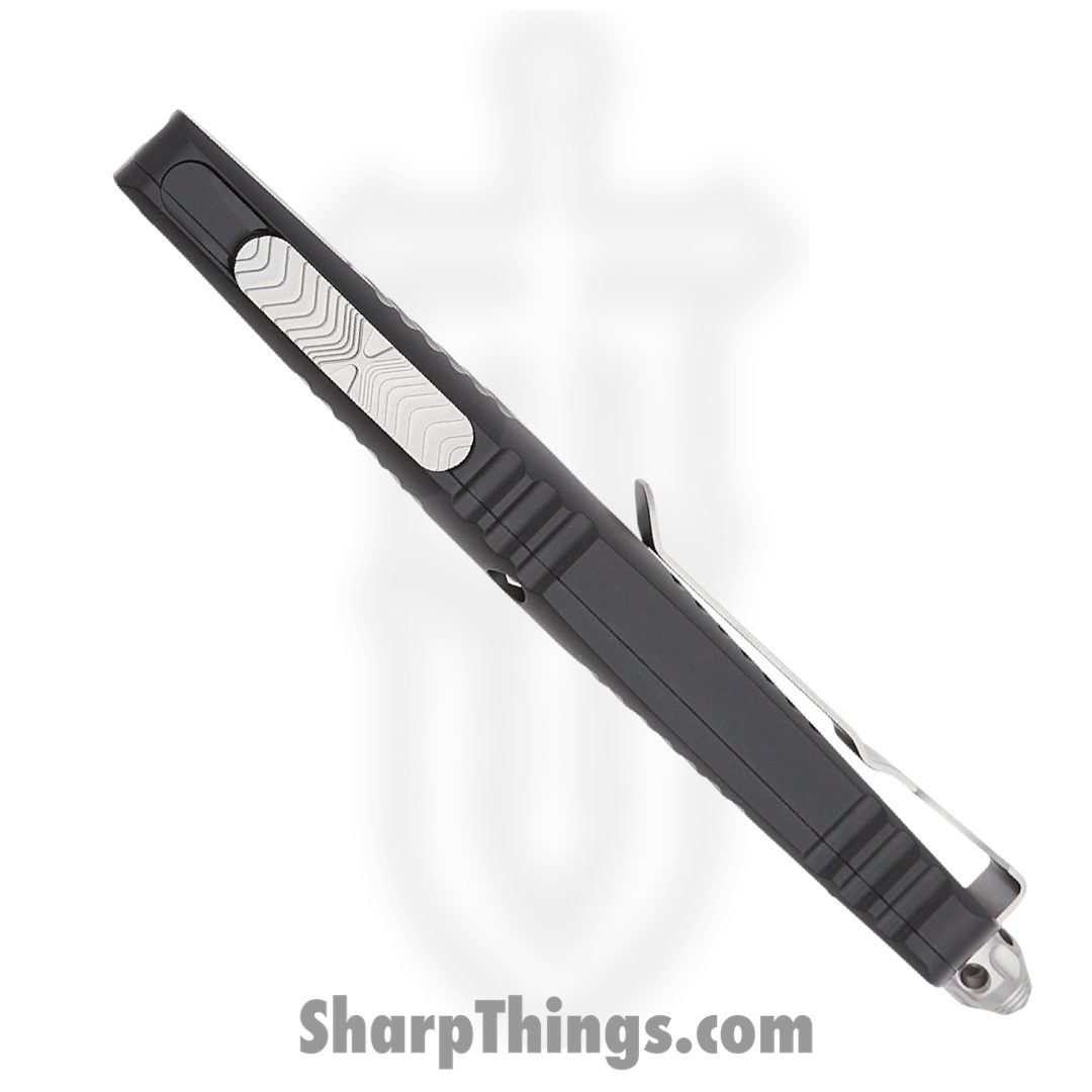 Microtech - 143-11 - Combat Troodon - OTF Auto - Stonewash Drop Point Partially Serrated - 6061-T6 - Black - Image 5