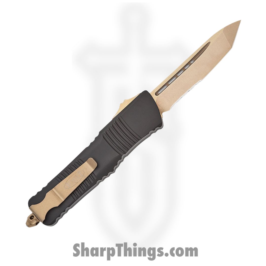 Microtech - 144-14 - Combat Troodon - OTF Auto - Bronzed Apocalyptic Tanto Partially Serrated - 6061-T6 - Bronze - Image 2