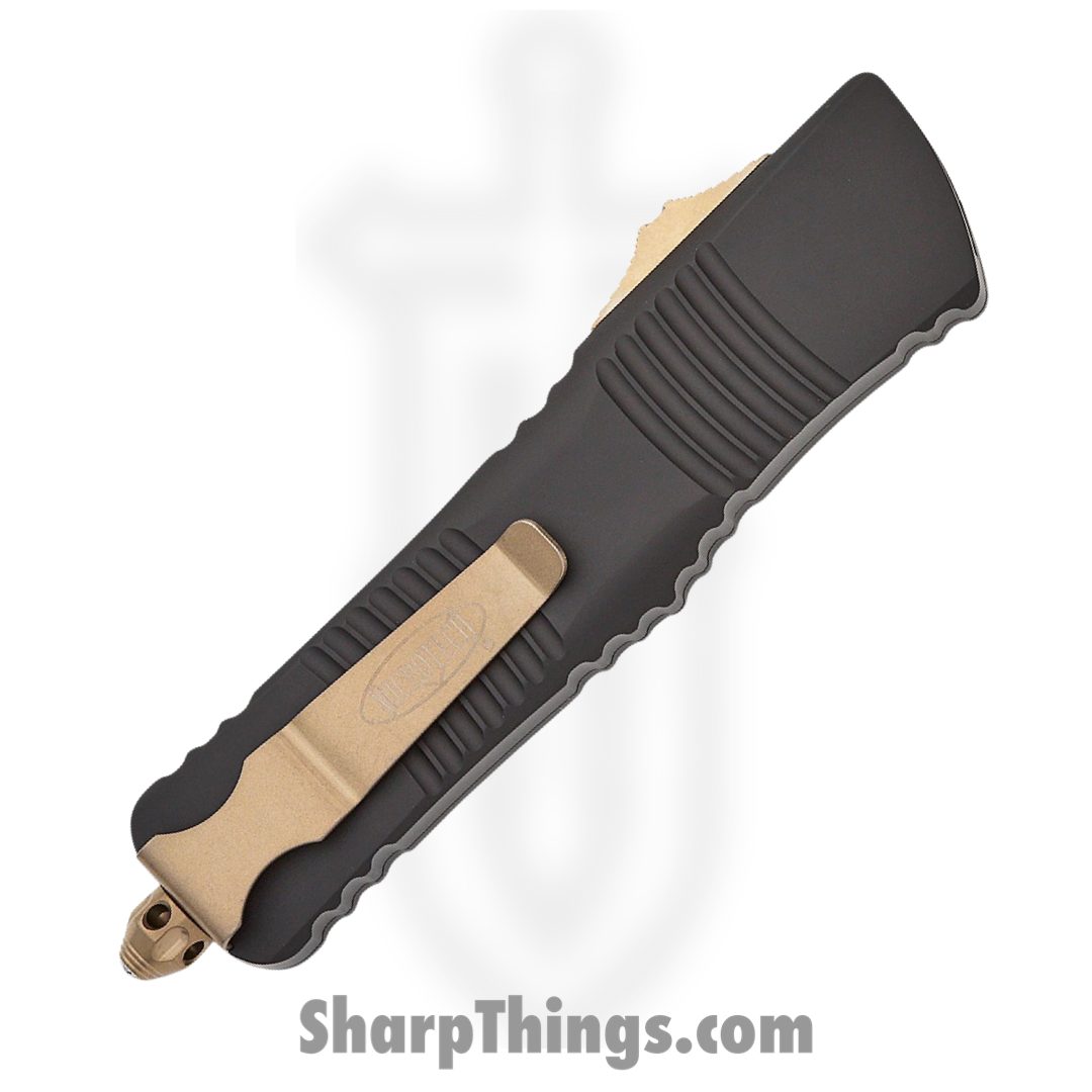 Microtech - 144-14 - Combat Troodon - OTF Auto - Bronzed Apocalyptic Tanto Partially Serrated - 6061-T6 - Bronze - Image 4
