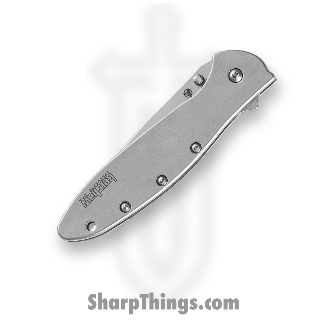 Kershaw - 1660CB - Leek - Folding Knife - D2/14C28 Bead-blasted Drop Point - 410 Stainless Steel Handle - Silver - Image 2