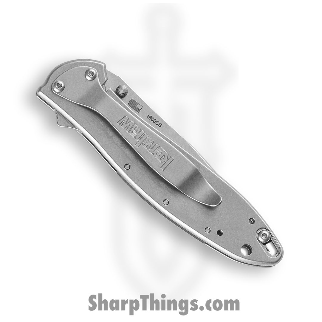 Kershaw - 1660CB - Leek - Folding Knife - D2/14C28 Bead-blasted Drop Point - 410 Stainless Steel Handle - Silver - Image 3