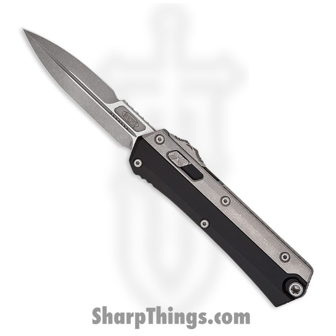 Microtech - 184-10AP - Glykon - OTF Auto - Apocalyptic Bayonet - 6061-T6 Aluminum with Titanium - Black Gray