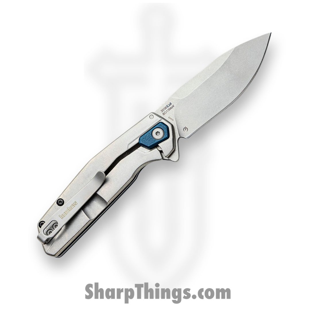 Kershaw - 2036 - Lucid - Folding Knife - 8Cr13MoV Stonewash Clip Point - Glass Filled Nylon Front Stainless Steel Back - Blue - Image 2