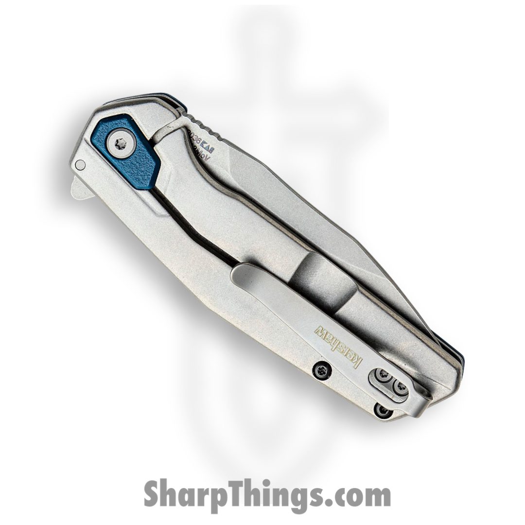 Kershaw - 2036 - Lucid - Folding Knife - 8Cr13MoV Stonewash Clip Point - Glass Filled Nylon Front Stainless Steel Back - Blue - Image 4